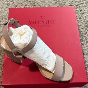 Valentino Garavani Blush Studded Block Heel Sandals